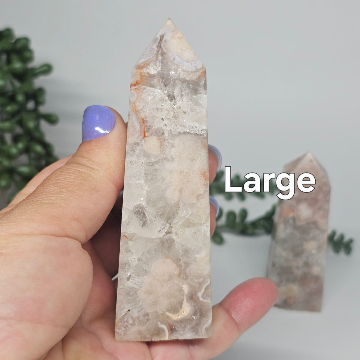 Flower Agate & Quartz Obelisks
