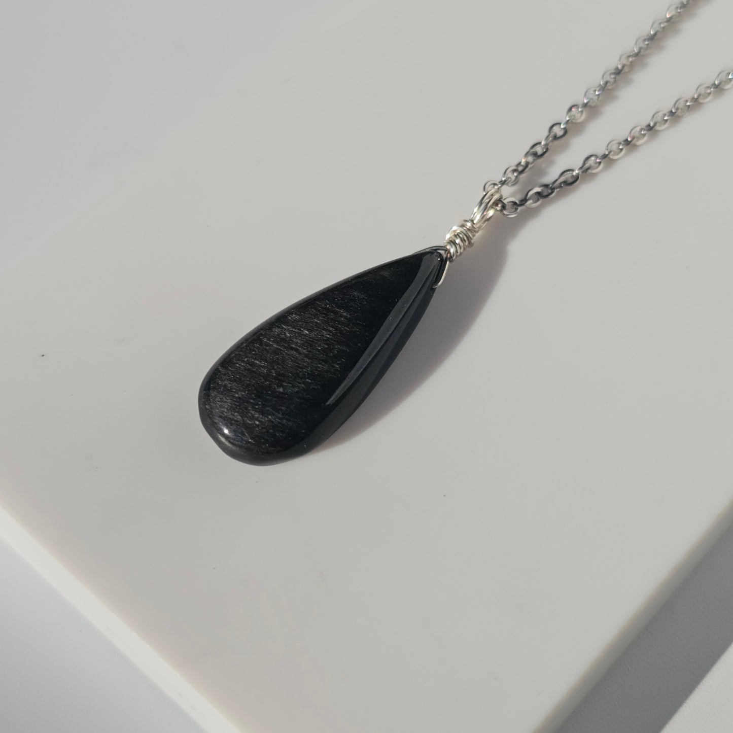 Silver Sheen Obsidian Necklace (#11)