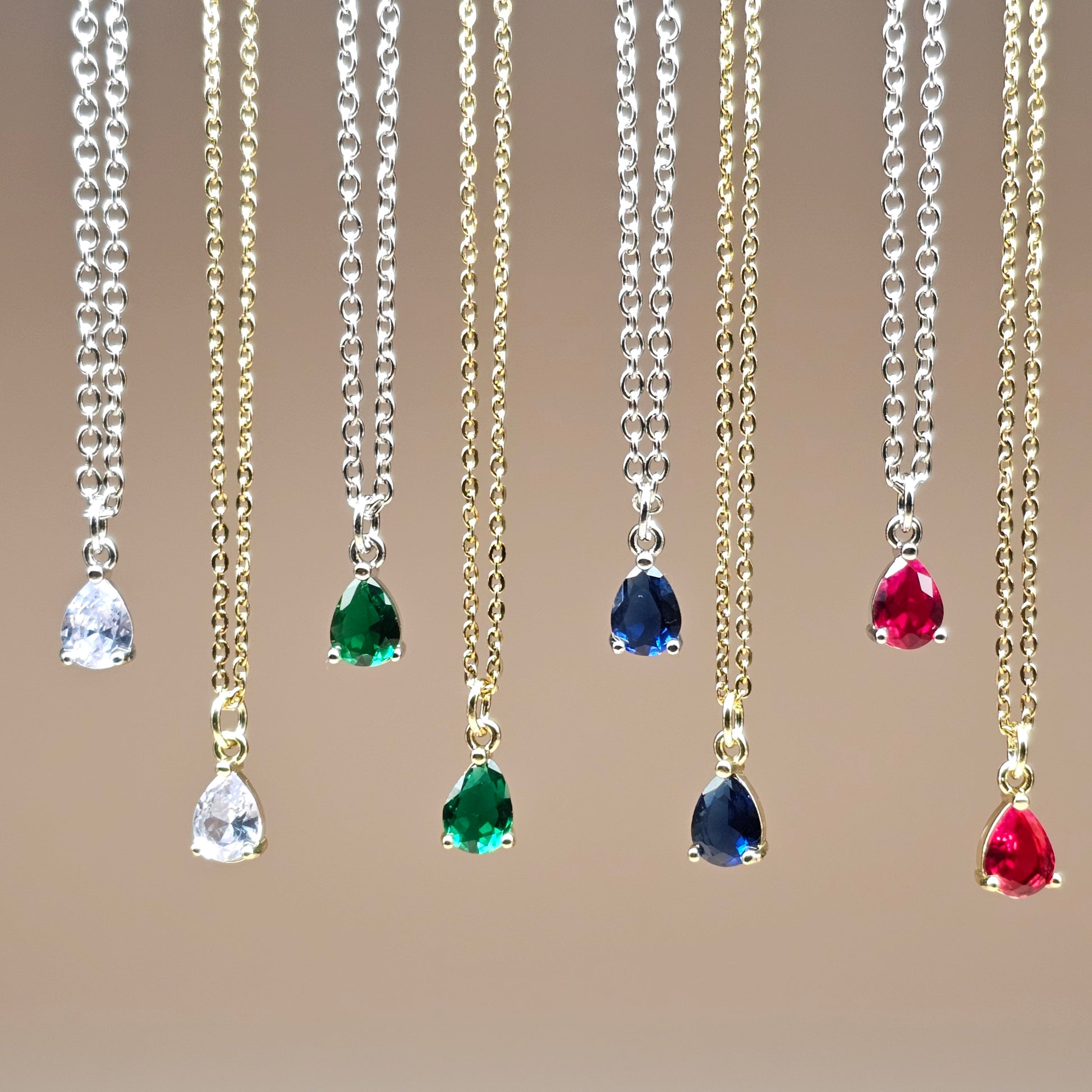 CZ Teardrop Necklaces | Gemstone Simulant