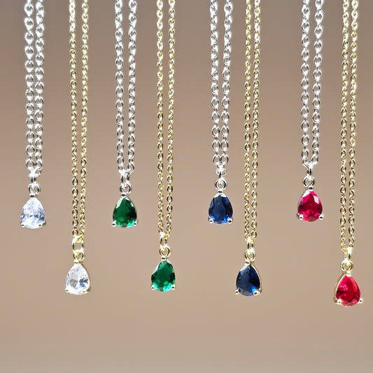 CZ Teardrop Necklaces | Gemstone Simulant