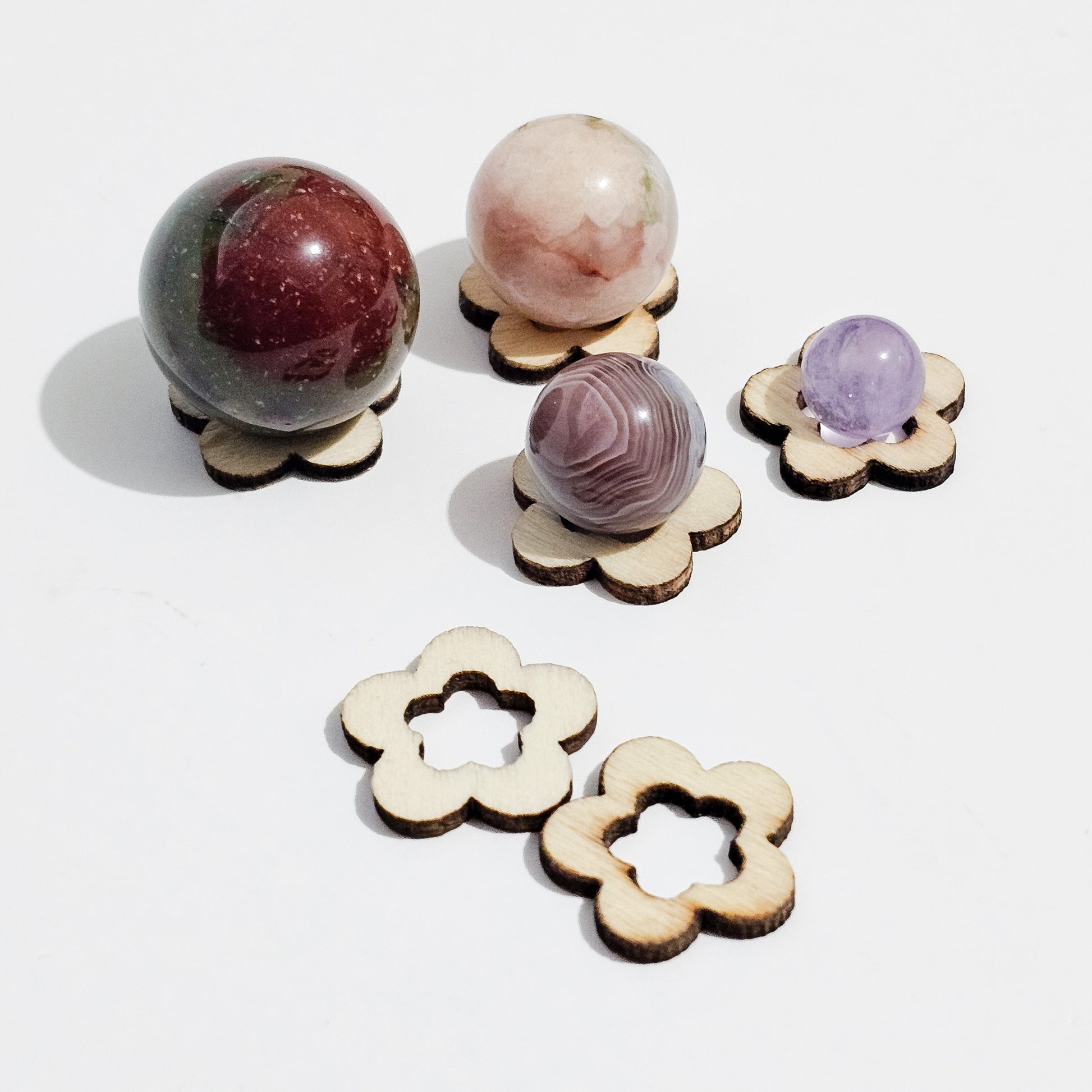 Baby crystal spheres on stands