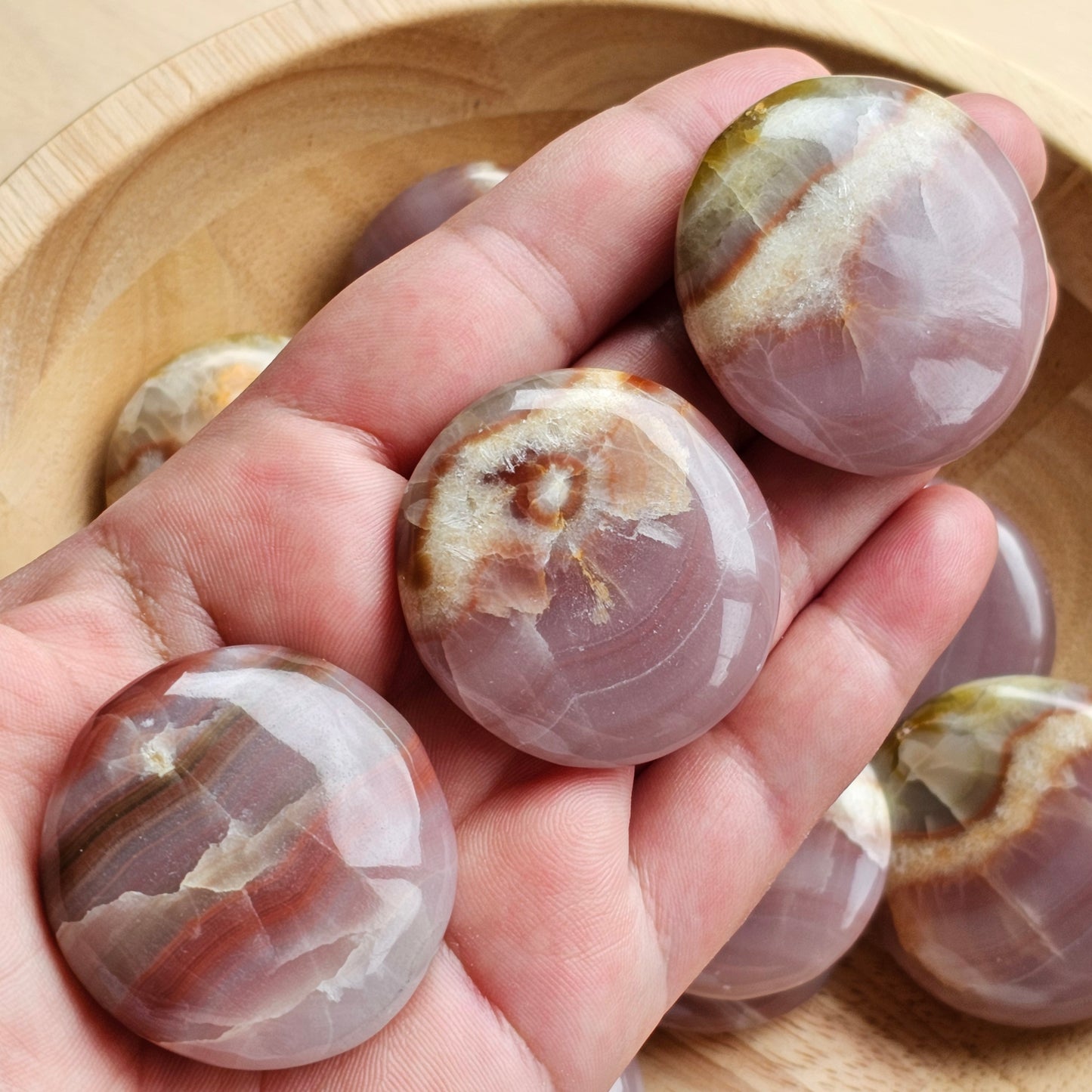 Pink Banded Onyx Flat Stones | Crystal Cookies