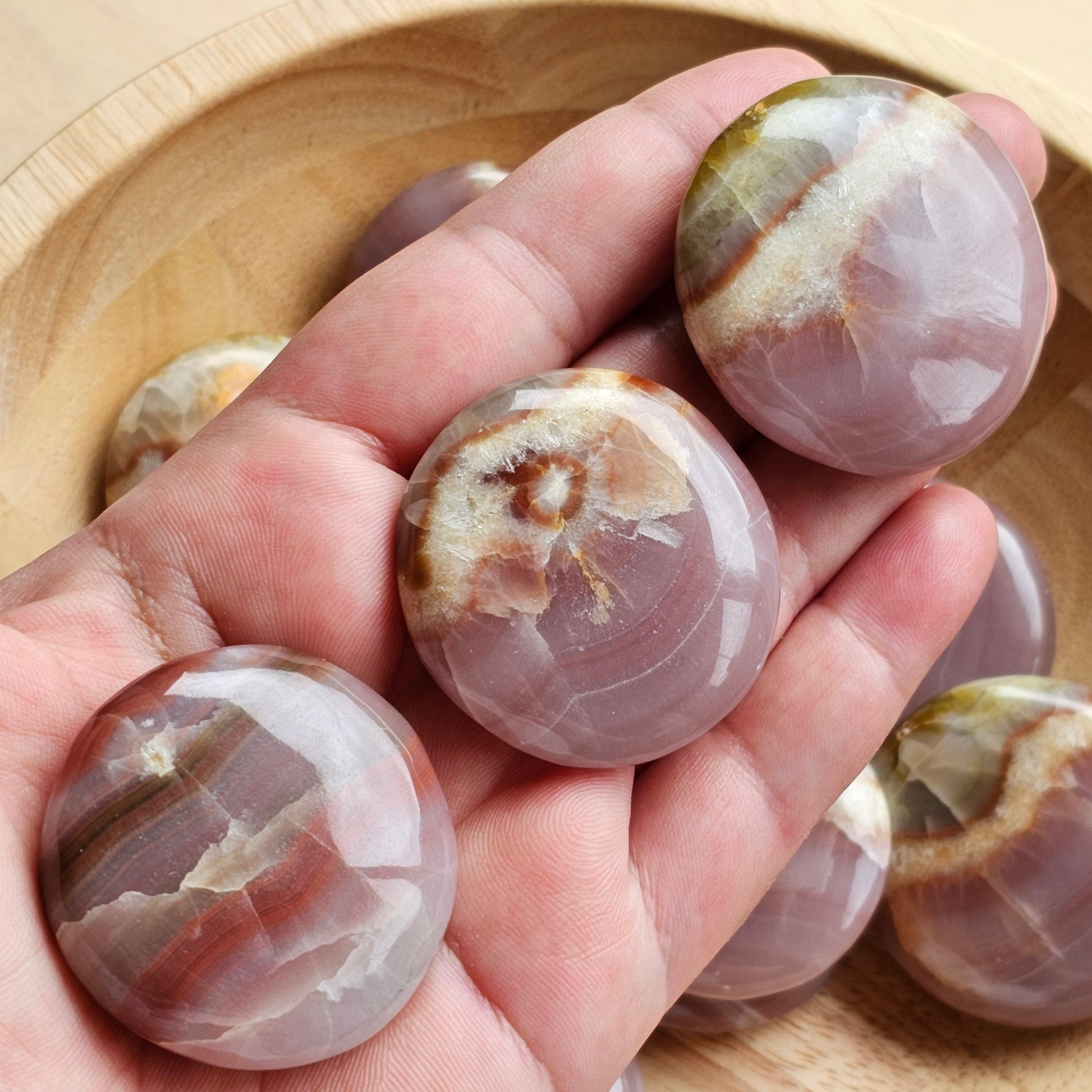 Pink Banded Onyx Flat Stones | Crystal Cookies