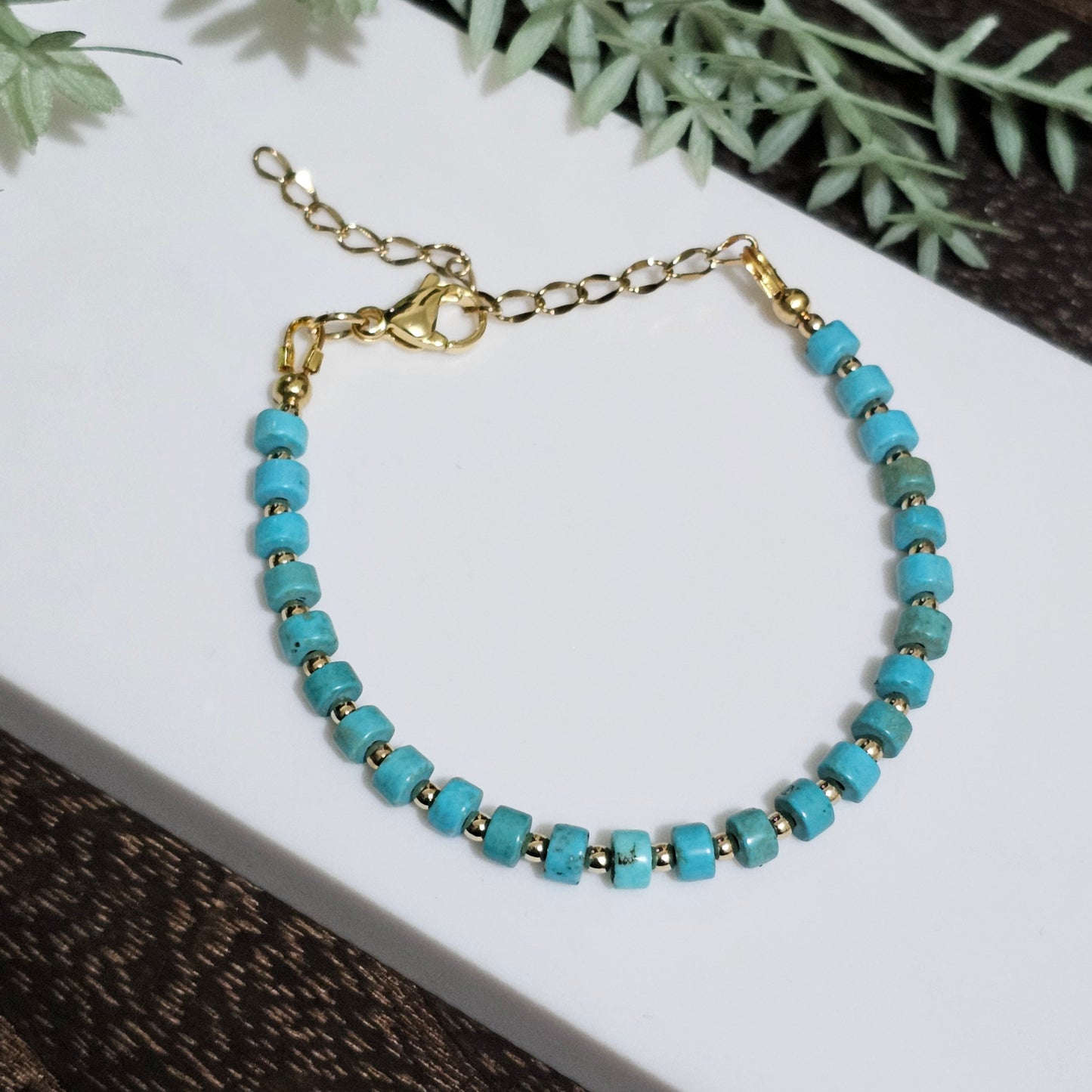 Turquoise Howlite & Gold Hematite Bracelet - Limited to One