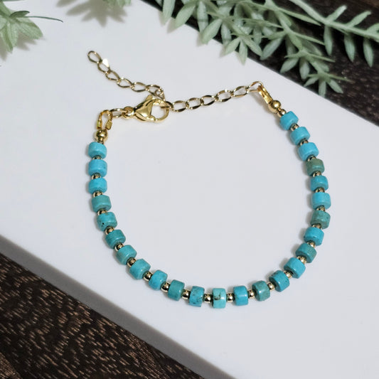 Turquoise Howlite & Gold Hematite Bracelet - Limited to One