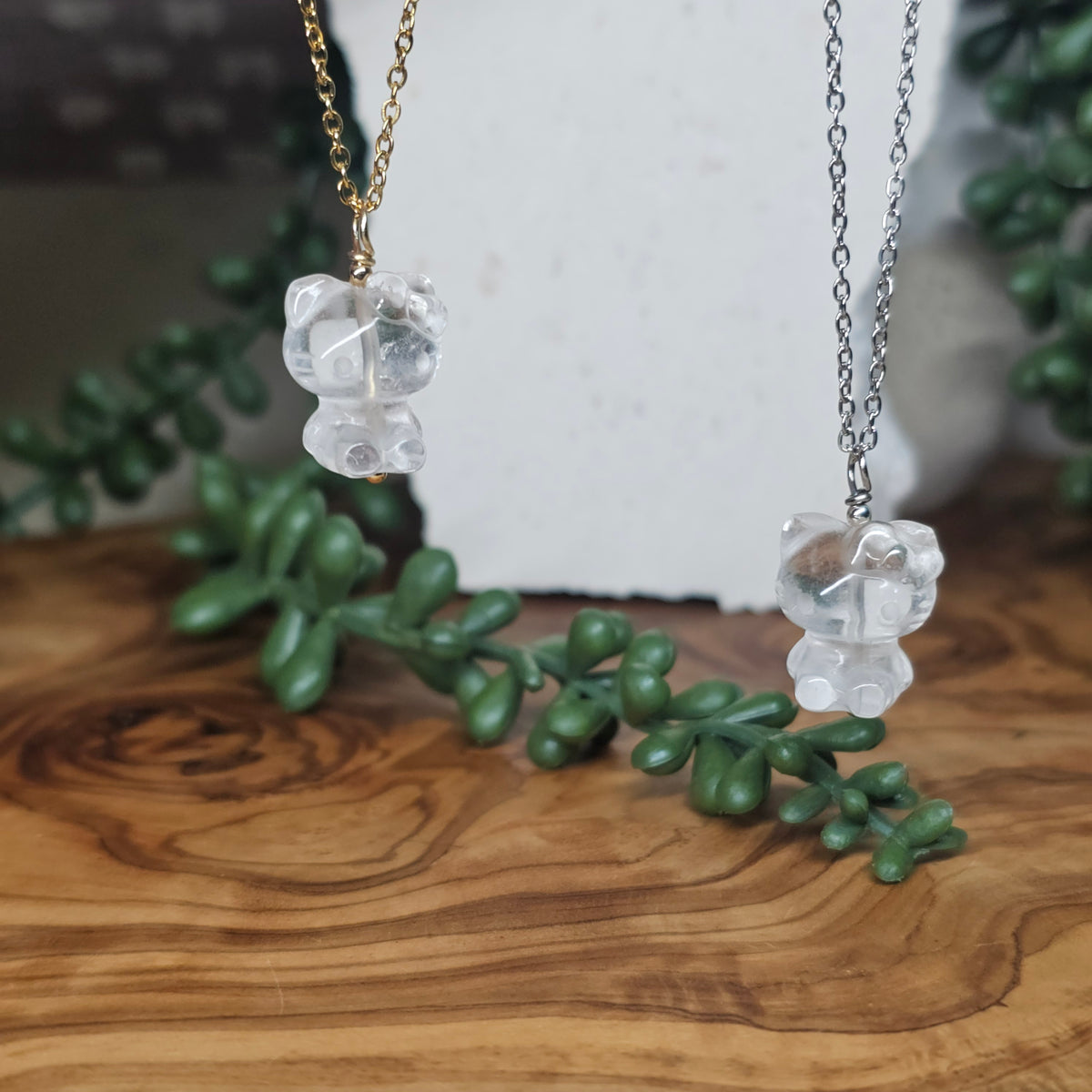 Hello Kitty Clear Quartz Necklace | Handmade Crystal Necklace