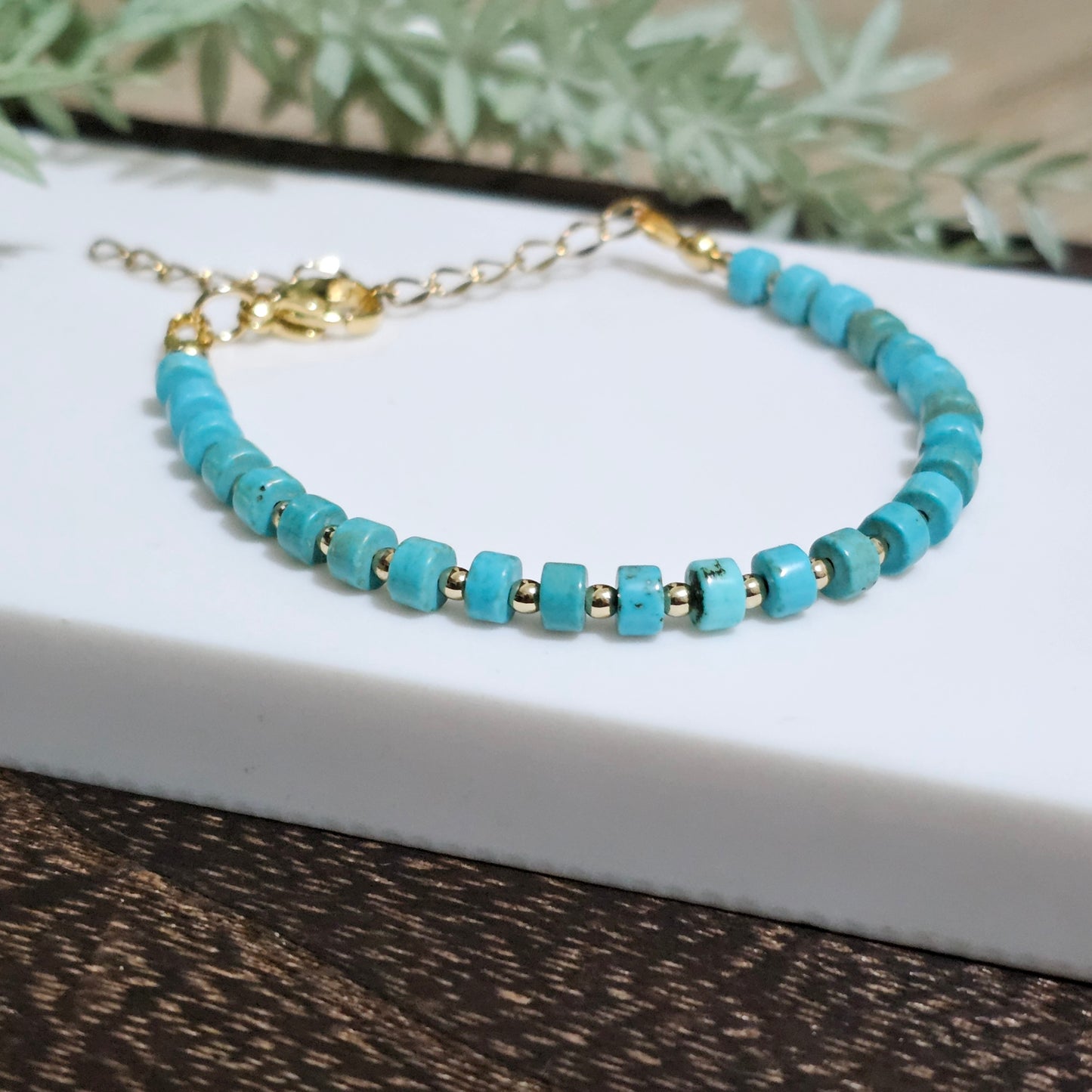Turquoise Howlite & Gold Hematite Bracelet - Limited to One