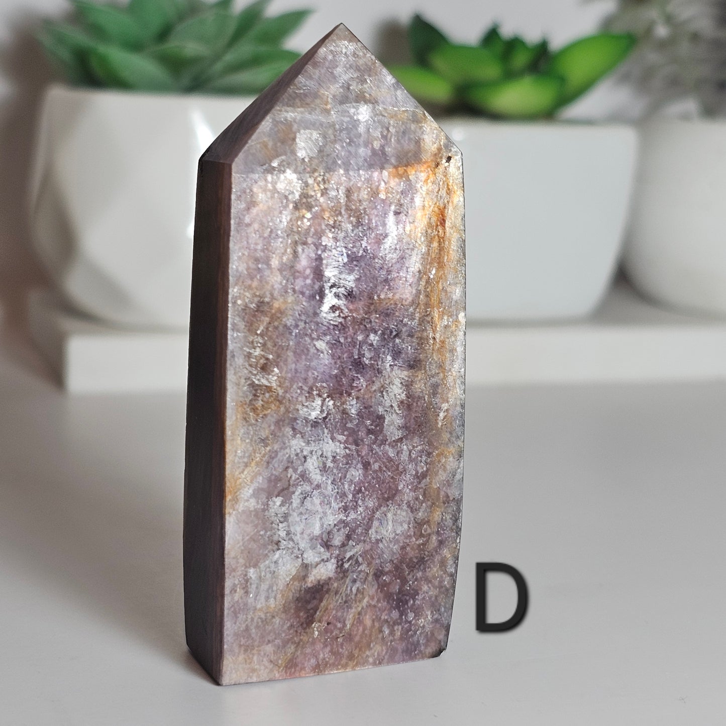 Gemmy High Quality Lepidolite/Purple Mica Obelisk (D)