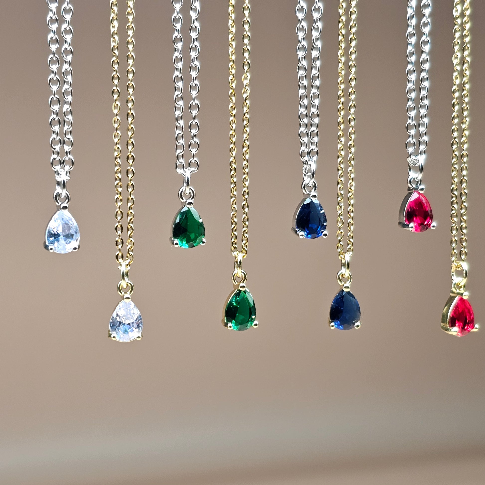 CZ Teardrop Necklaces | Gemstone Simulant