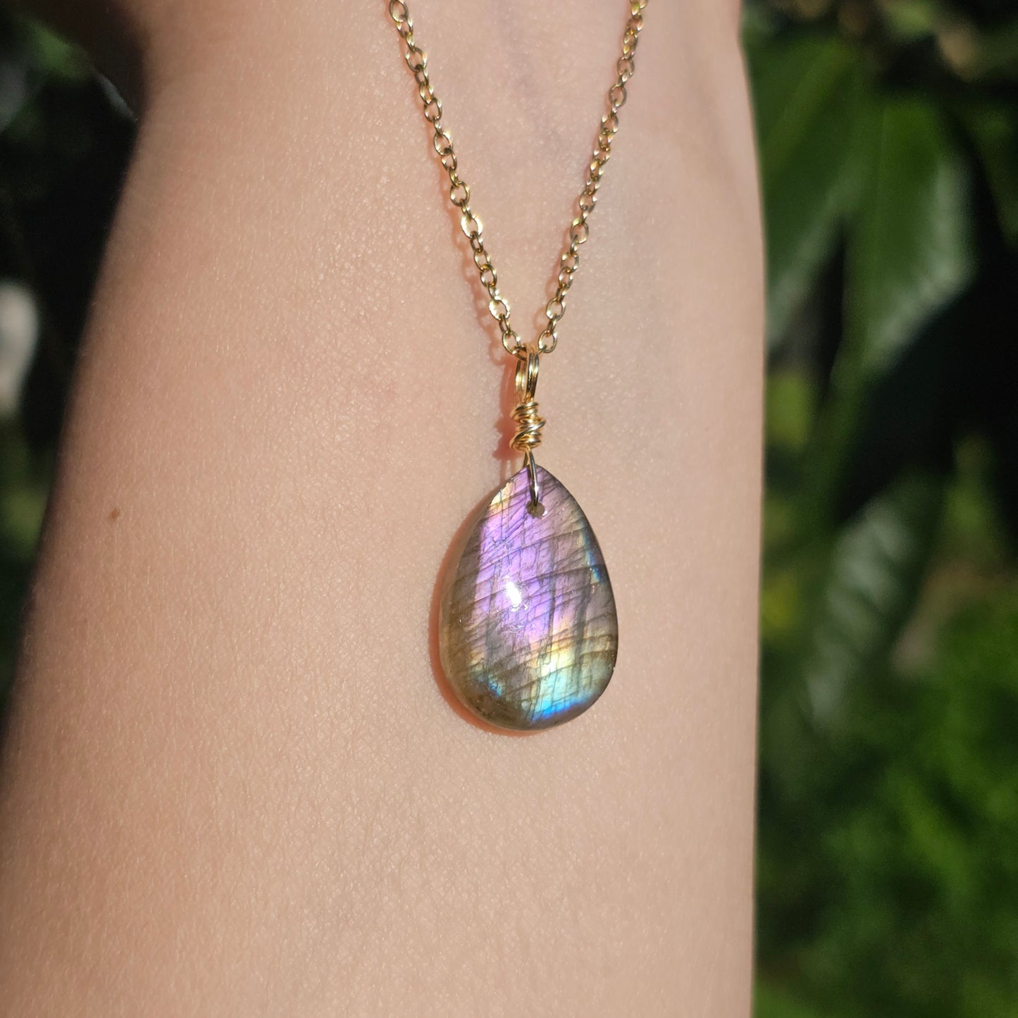 Labradorite Necklace (#43) | Purple, Gold, Green & Blue Flash