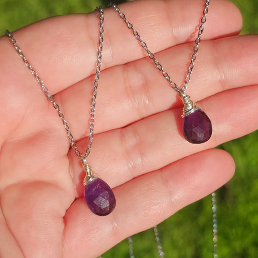 Amethyst Silver Wire Wrap Necklace