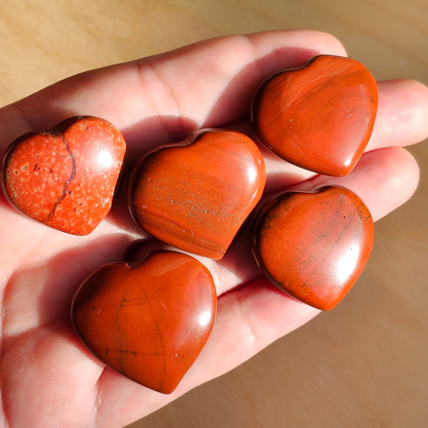 Red Jasper Heart Carvings