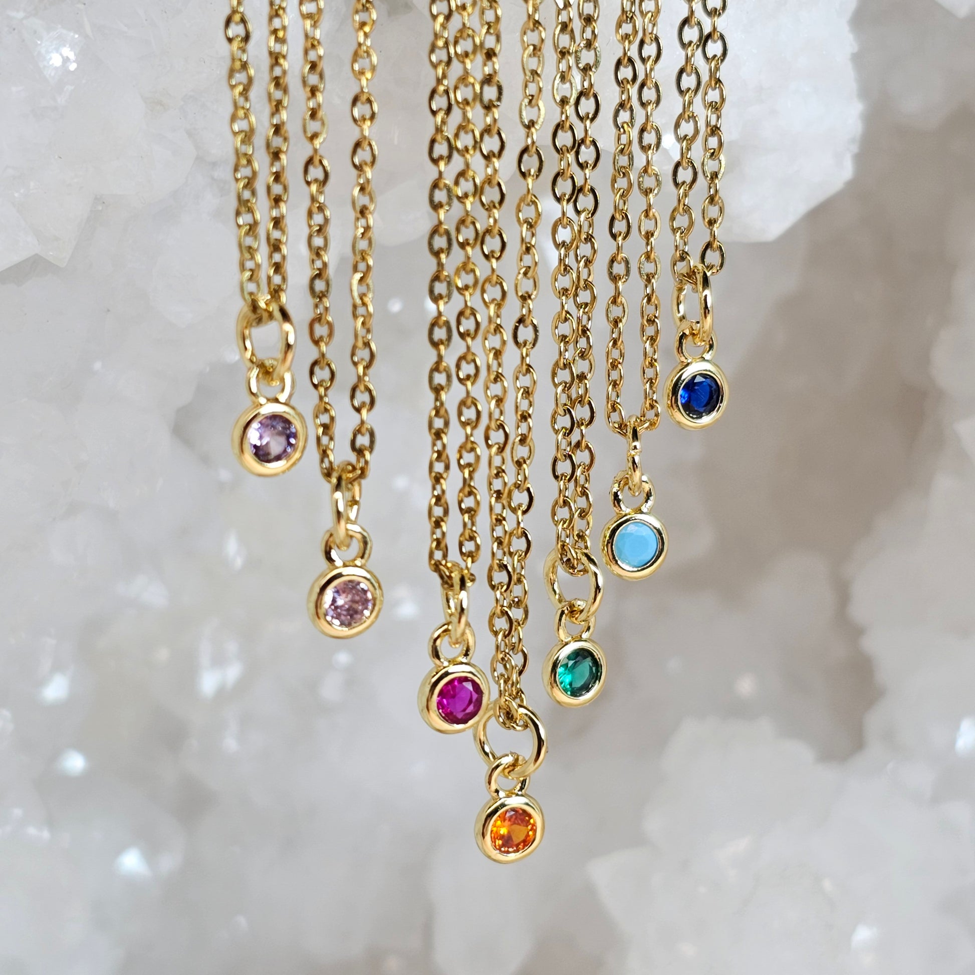 Dainty CZ Solitaire Necklaces | Gemstone Simulant