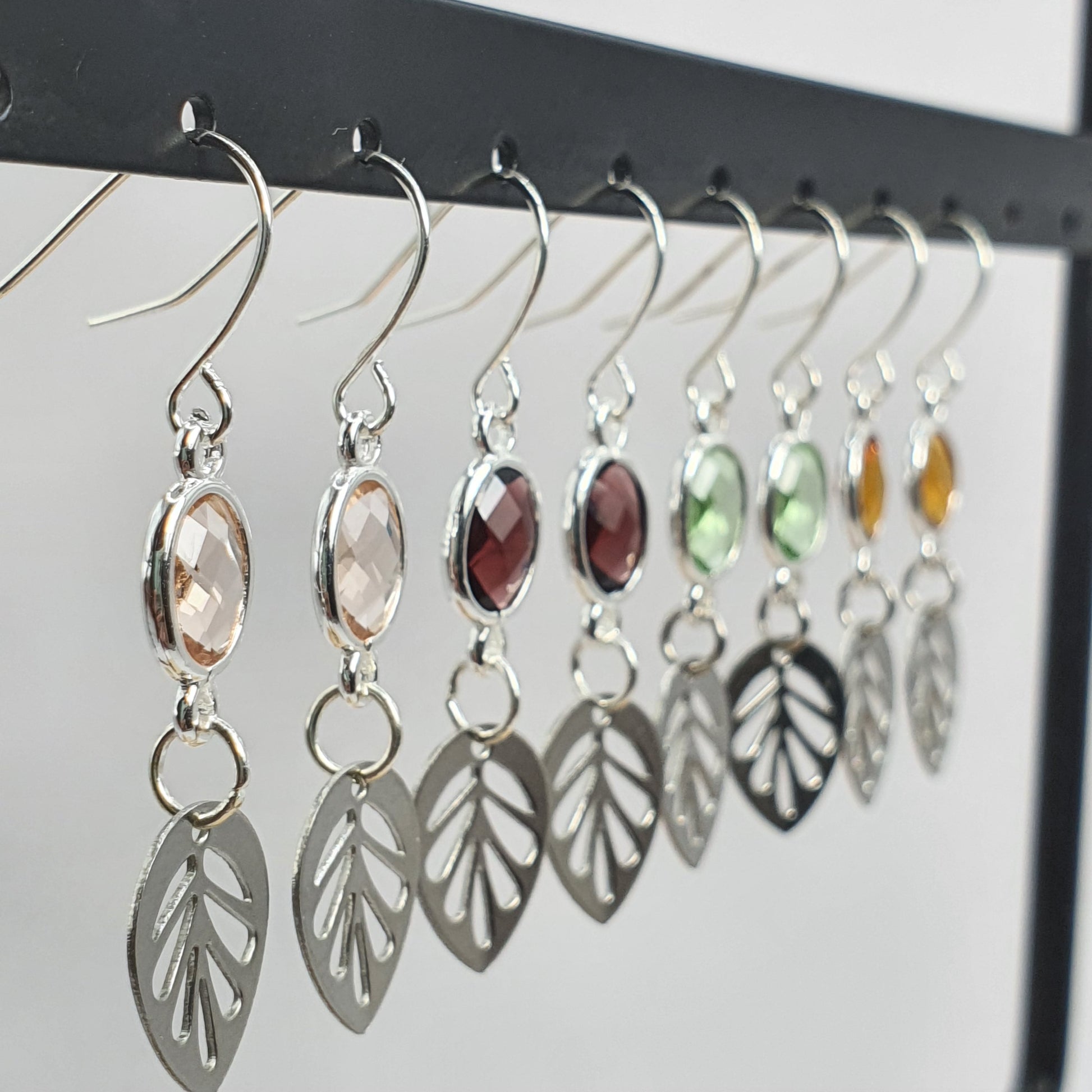 Colourful glass silver leaf earrings | Fashion earrings | Birthday Gifts, Anniversary Gifts, Valentine's Day, Christmas, Easter, Eid, Mother's Day, Diwali, Hannukah, Women's, Girl's, Gifts for her, Gifts for Girlfriend, Gifts for Mom, Gifts for Mum, Gifts for Friend, Handmade Gifts, Handmade Jewelry, New Year's Eve, Graduation, Boho, Hippie, Minimalist, Gemstone, Crystal, Crystal Healing